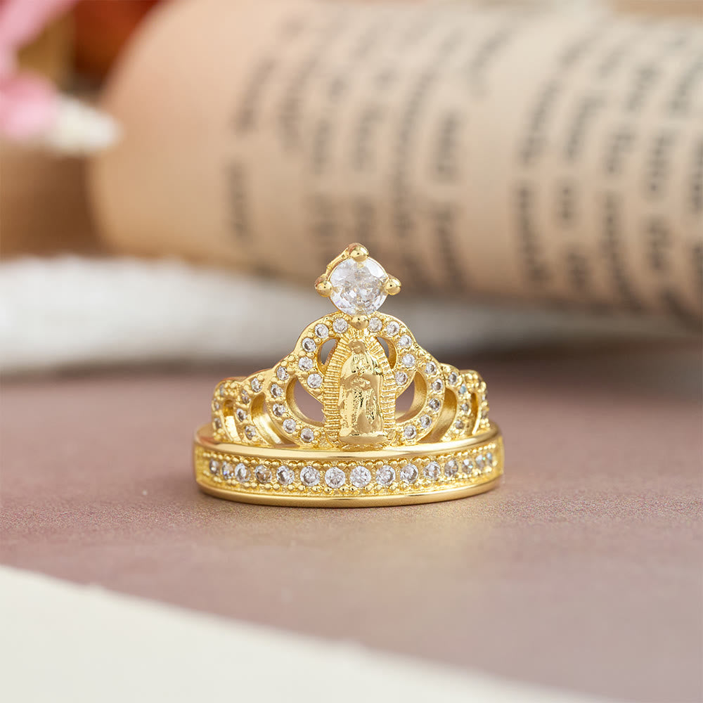 Christianartworkshop Bague Notre-Dame en zircon, ornée d'une couronne : symbole sacré de la grâce céleste - image 4