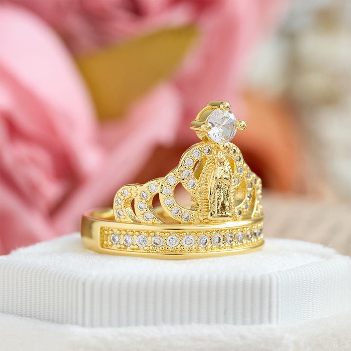 Christianartworkshop Bague Notre-Dame en zircon, ornée d'une couronne : symbole sacré de la grâce céleste - image 2