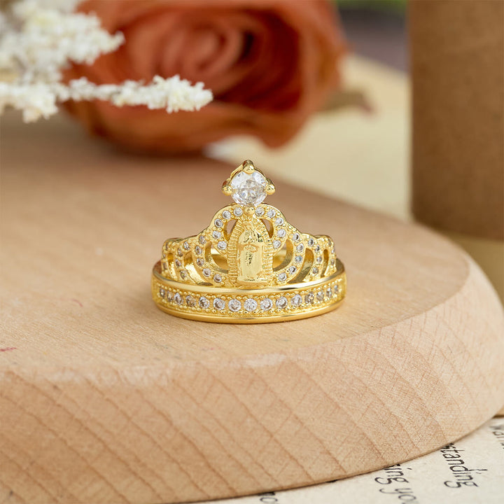 Christianartworkshop Bague Notre-Dame en zircon, ornée d'une couronne : symbole sacré de la grâce céleste - image 5