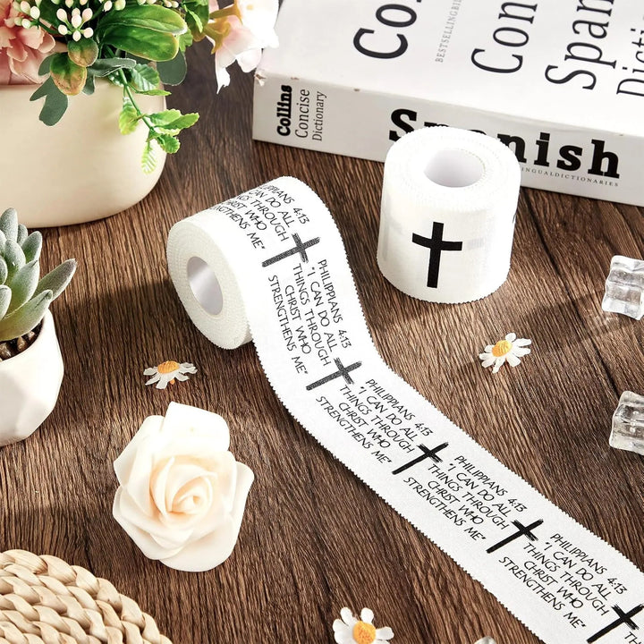 Christianartworkshop Proverbes 3:5 et Philippiens 4:13 : Bande adhésive athlétique avec verset biblique « Croix de la Foi » pour le poignet - Philippiens 4:13 - image 0