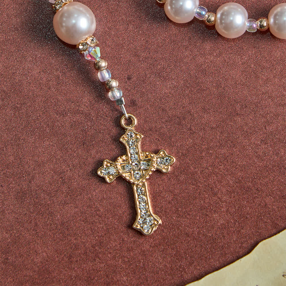 Christianartworkshop Chapelet catholique élégant couleur pêche douce avec Notre-Dame - image 7