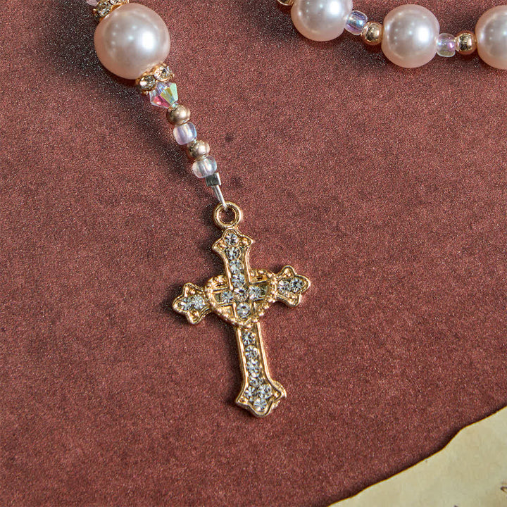 Christianartworkshop Chapelet catholique élégant couleur pêche douce avec Notre-Dame - image 7