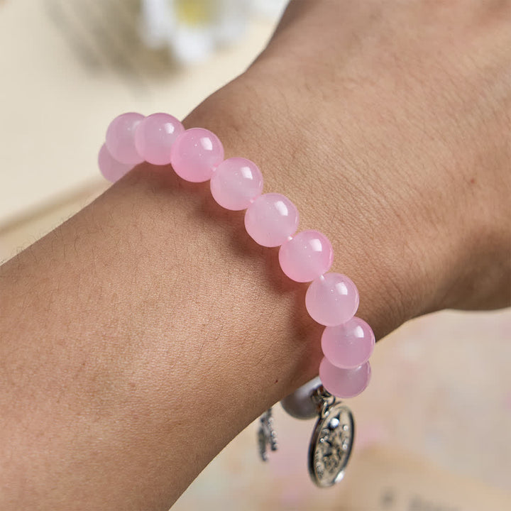 Christianartworkshop Bracelet Saint Michel en howlite naturelle : bleu clair et rose, double protection spirituelle - image 3