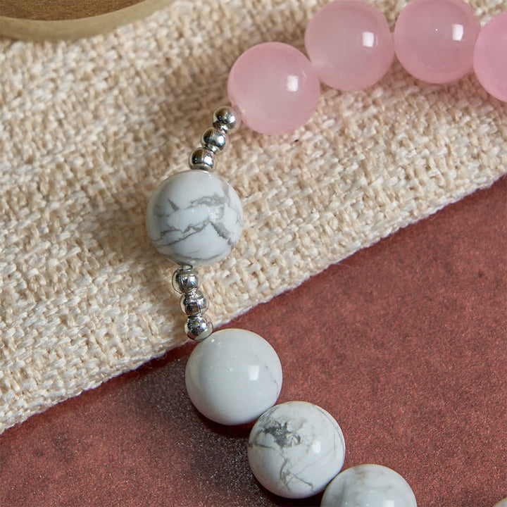 Christianartworkshop Bracelet Saint Michel en howlite naturelle : bleu clair et rose, double protection spirituelle - image 8