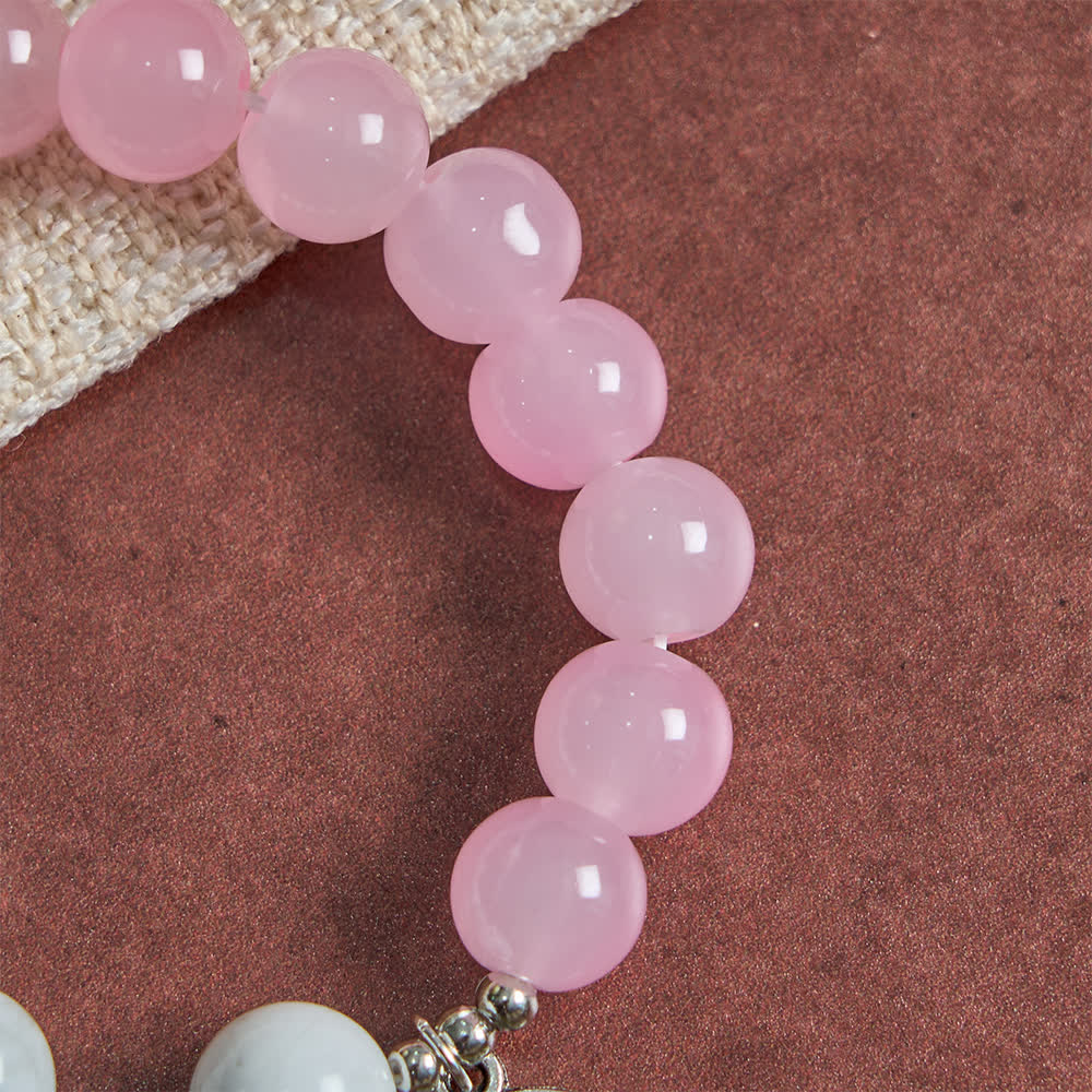 Christianartworkshop Bracelet Saint Michel en howlite naturelle : bleu clair et rose, double protection spirituelle - image 7