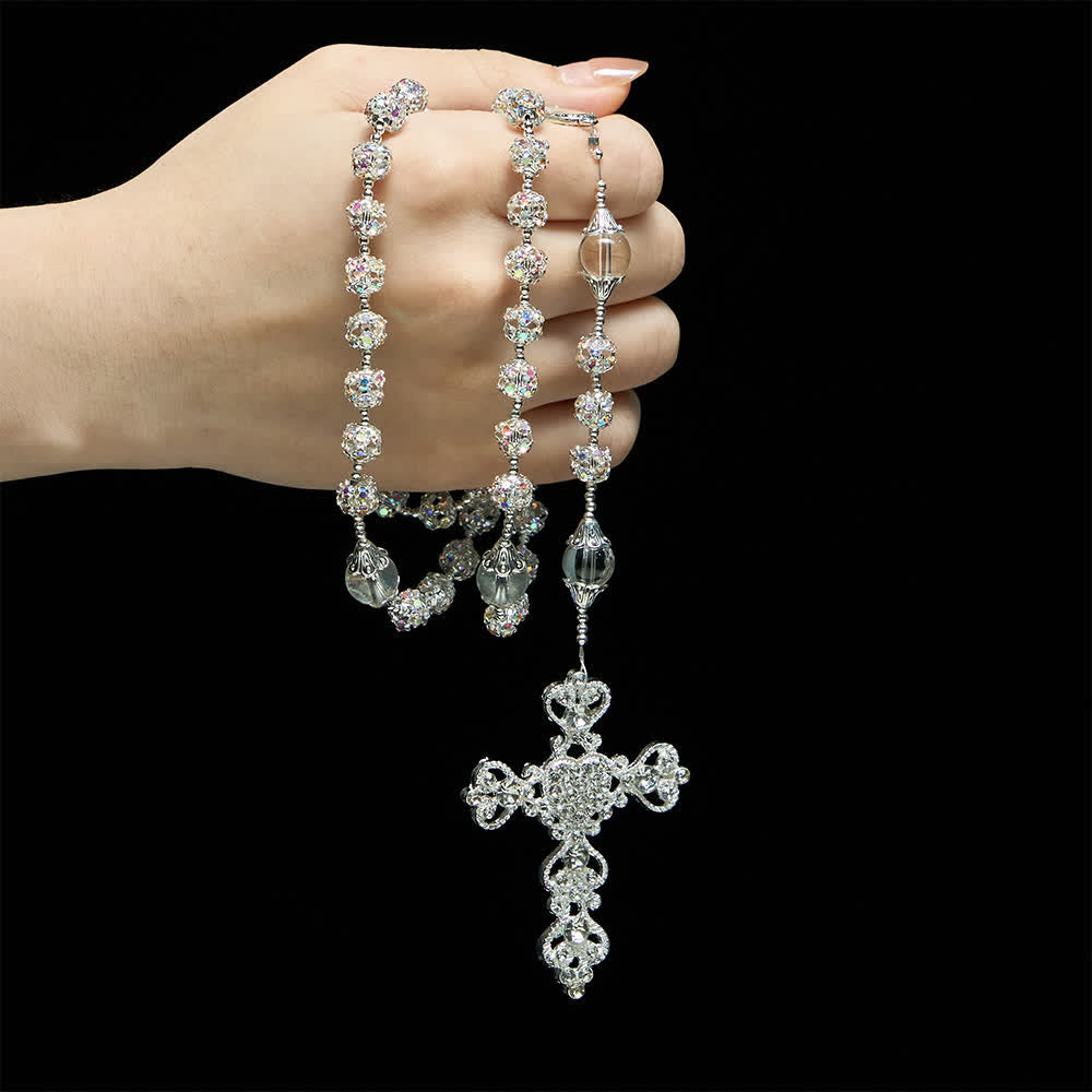 Chapelet de luxe Christianartworkshop en perles dorées scintillantes avec Notre-Dame de Grâce - image 12