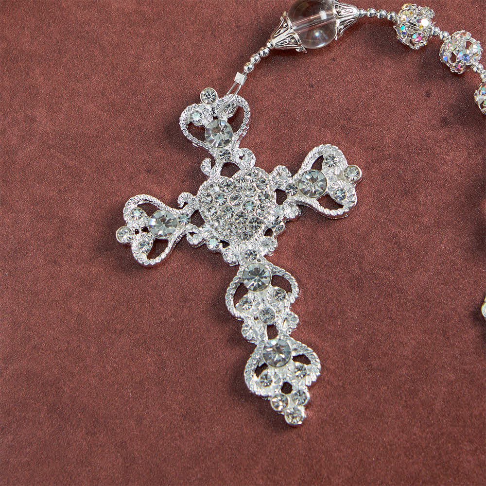 Chapelet de luxe Christianartworkshop en perles dorées scintillantes avec Notre-Dame de Grâce - image 14