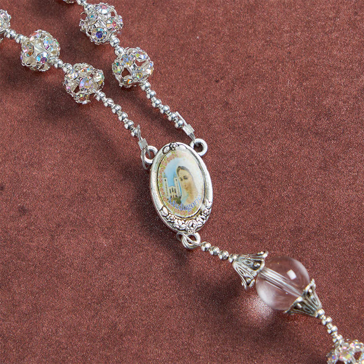Chapelet de luxe Christianartworkshop en perles dorées scintillantes avec Notre-Dame de Grâce - image 13