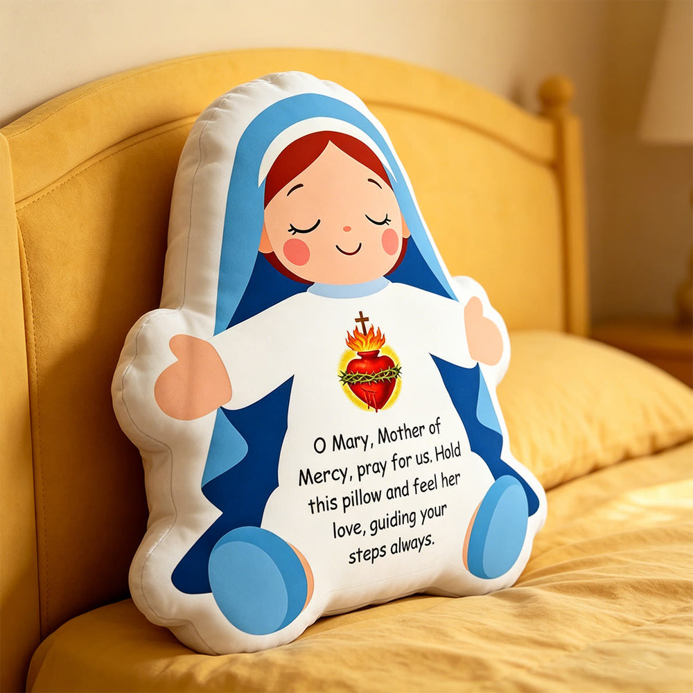 Christianartworkshop Coussin en forme de personnage du Sacré-Cœur de Notre-Dame : un gage d'amour miséricordieux et de guidance spirituelle - image 1