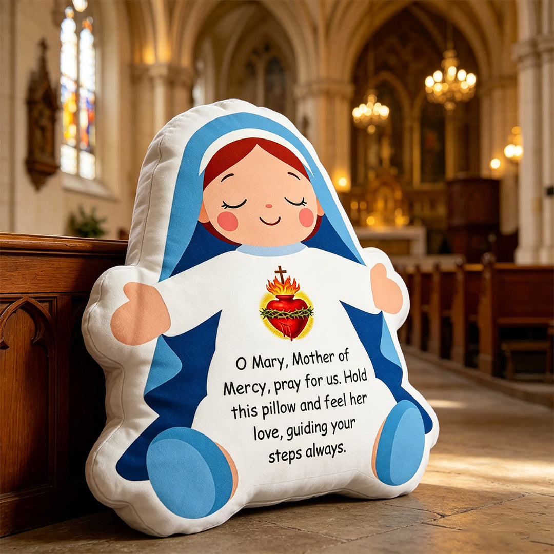 Christianartworkshop Coussin en forme de personnage du Sacré-Cœur de Notre-Dame : un gage d'amour miséricordieux et de guidance spirituelle - image 2