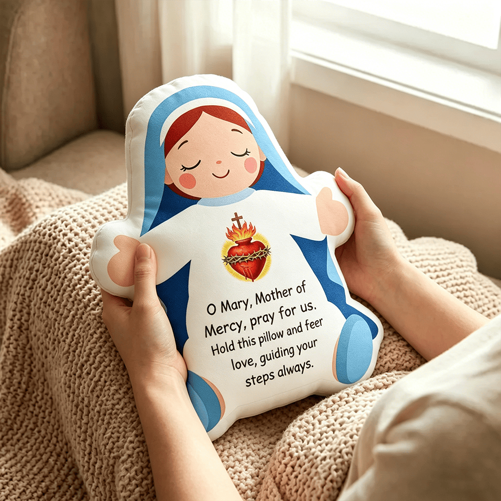 Christianartworkshop Coussin en forme de personnage du Sacré-Cœur de Notre-Dame : un gage d'amour miséricordieux et de guidance spirituelle - image 4