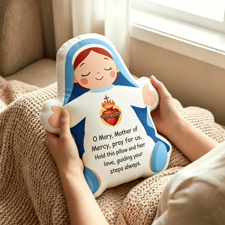 Christianartworkshop Coussin en forme de personnage du Sacré-Cœur de Notre-Dame : un gage d'amour miséricordieux et de guidance spirituelle - image 4