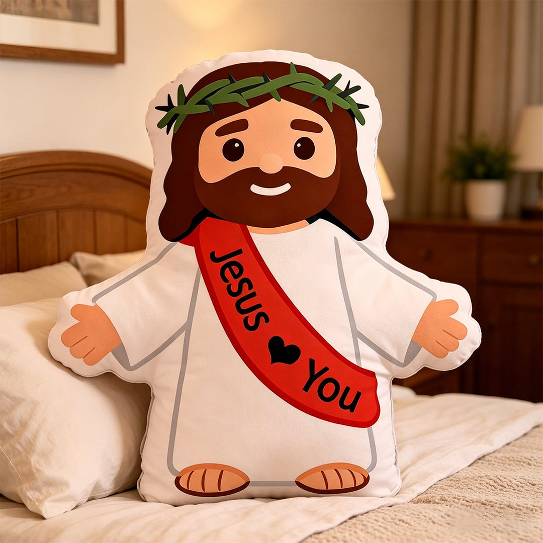 Christianartworkshop Coussin « Couronne d’épines » représentant Jésus aux bras ouverts : un doux rappel d’amour éternel - image 4