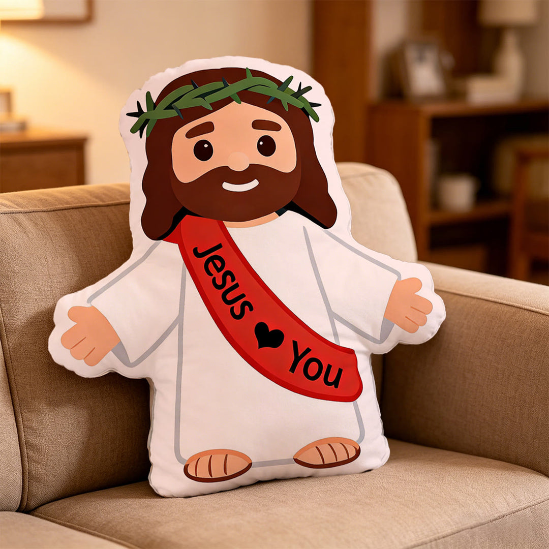 Christianartworkshop Coussin « Couronne d’épines » représentant Jésus aux bras ouverts : un doux rappel d’amour éternel - image 2