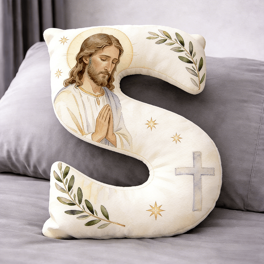 Christianartworkshop Coussin en forme de lettre avec croix de Jésus en prière : emblème de prière fervente et de foi intemporelle - 24" (60 cm) - S - image 18