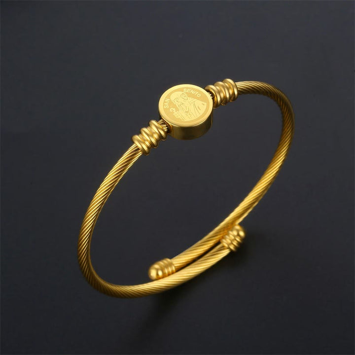 Christianartworkshop Bracelet et bague médaille de Saint Benoît en câble torsadé : symbole sacré de la protection divine - image 2