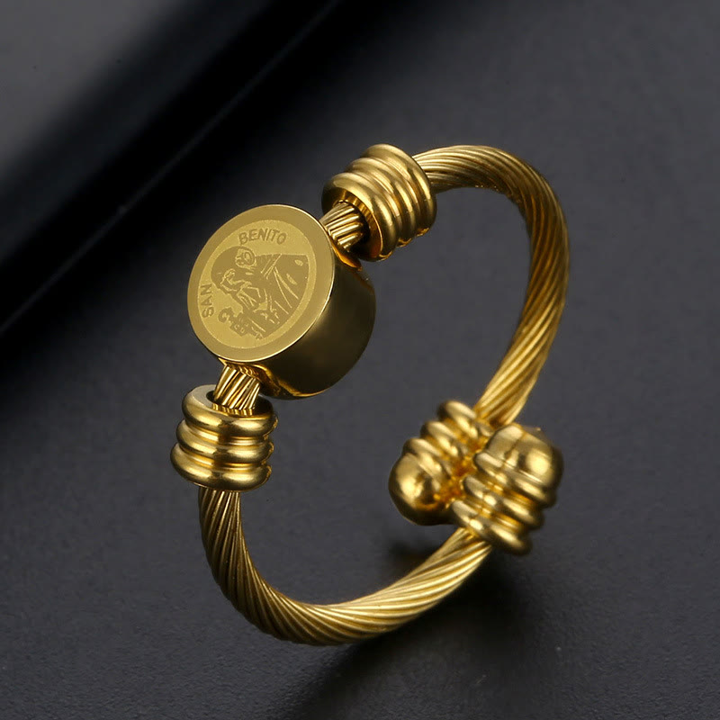 Christianartworkshop Bracelet et bague médaille de Saint Benoît en câble torsadé : symbole sacré de la protection divine - image 0