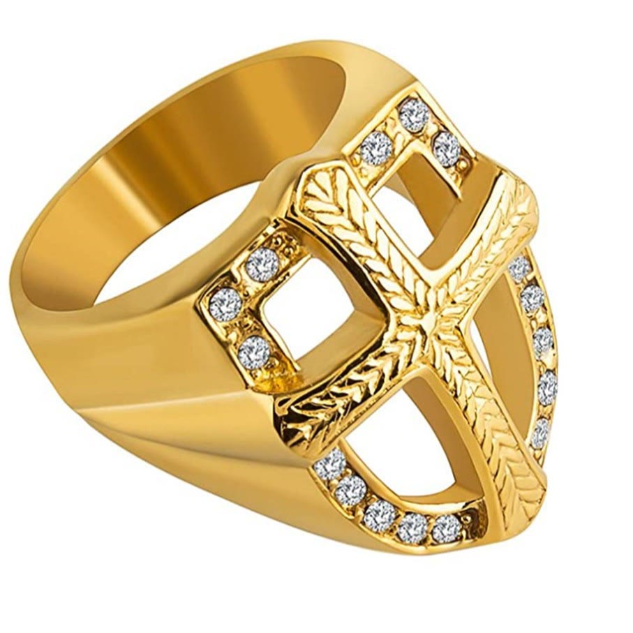 Christianartworkshop Bague croix creuse en zircon avec bouclier : 3 couleurs disponibles. Bijou de doigt guerrier de la foi sacrée. - image 2