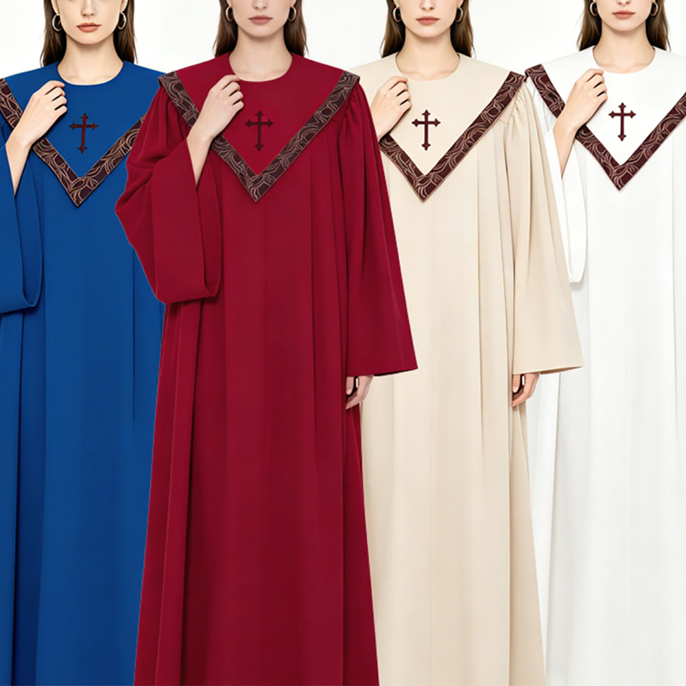 Robe de clergé d'église multicolore formelle avec croix et col à motifs, Christianartworkshop. - image 1