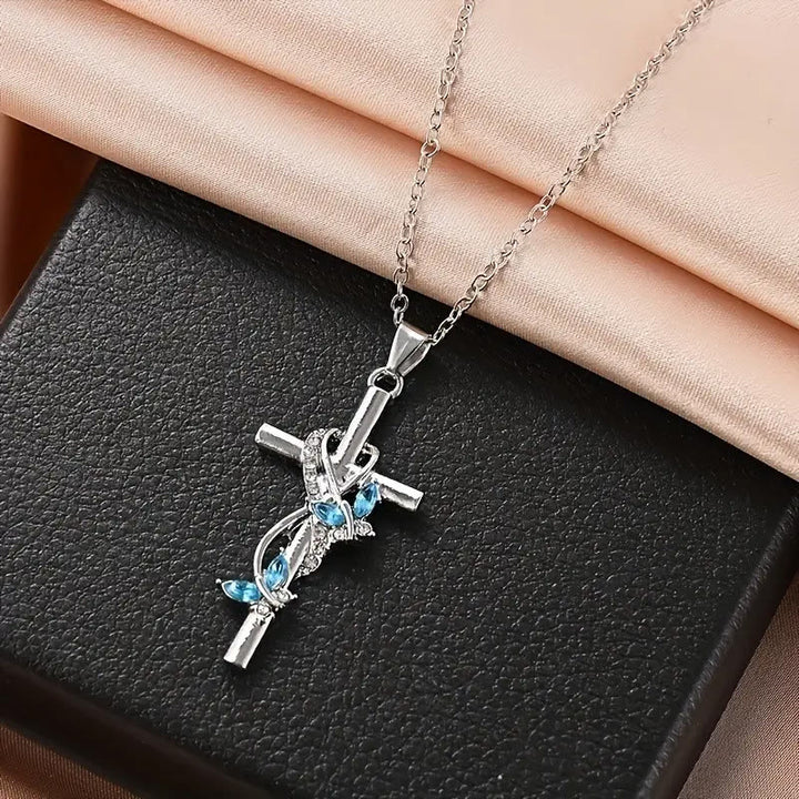 Christianartworkshop Collier pendentif croix papillon en zircon et vigne enroulée : bijou de foi et de rédemption sacrée à 4 couleurs - image 6