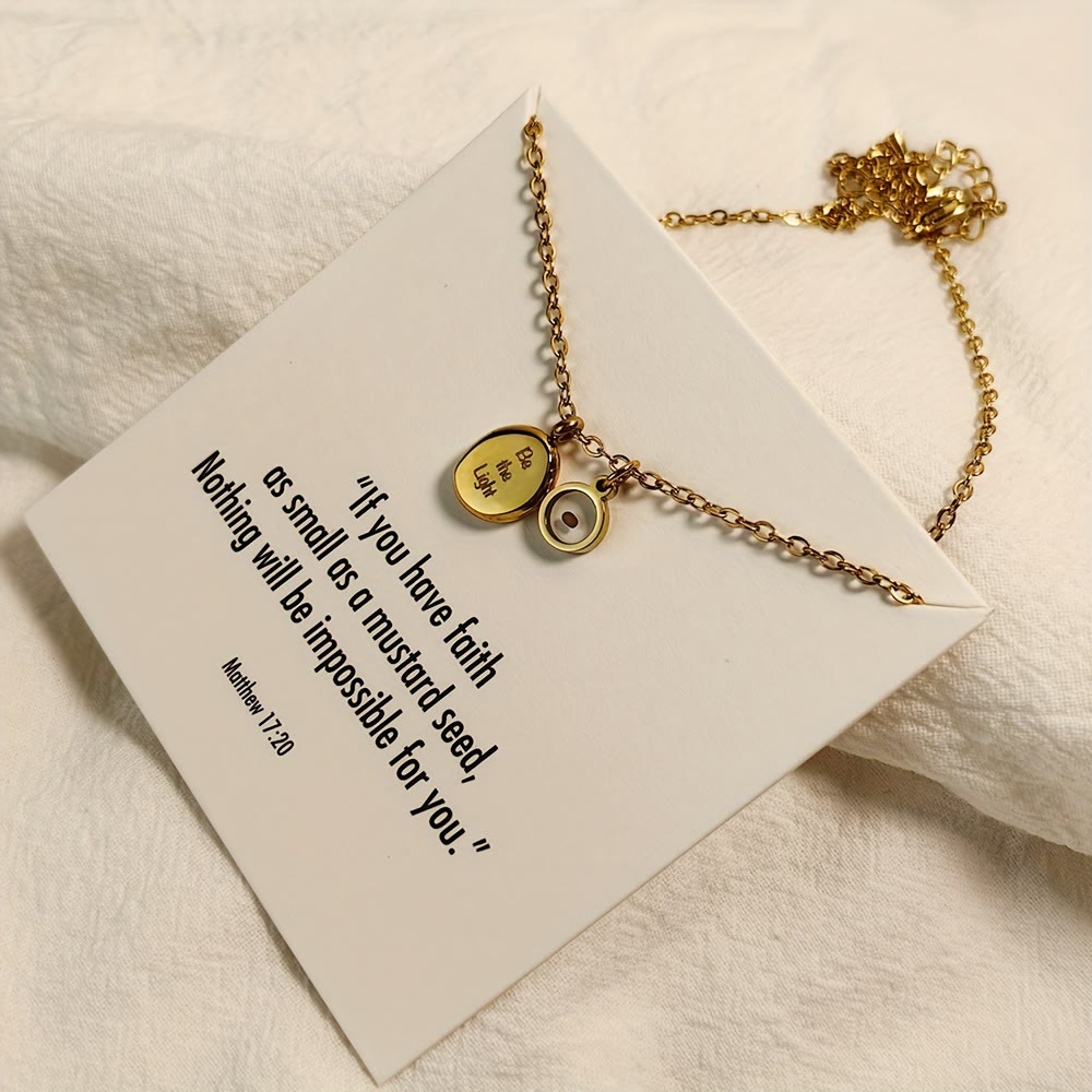 Christianartworkshop Collier pendentif « Graine de moutarde, sois lumière » : Matthieu 17:20, symbole de foi et d'inspiration - image 4