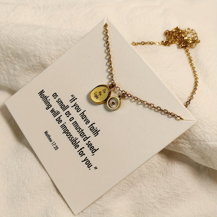 Christianartworkshop Collier pendentif « Graine de moutarde, sois lumière » : Matthieu 17:20, symbole de foi et d'inspiration - image 4