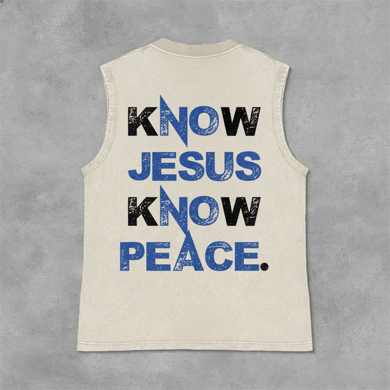 Christianartworkshop Débardeur unisexe lavé « Connaître Jésus, c’est connaître la paix » - Beige - 2XL - image 6