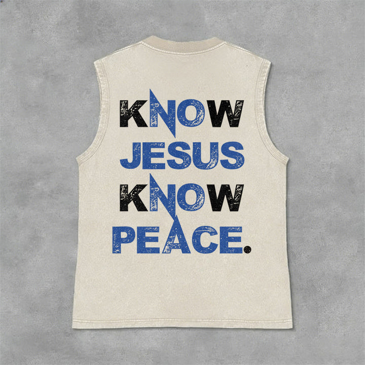Christianartworkshop Débardeur unisexe lavé « Connaître Jésus, c’est connaître la paix » - Beige - 2XL - image 6
