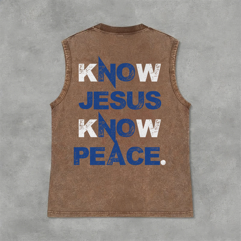 Christianartworkshop Débardeur unisexe lavé « Connaître Jésus, c’est connaître la paix » - Brun - 2XL - image 3