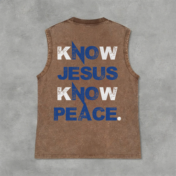 Christianartworkshop Débardeur unisexe lavé « Connaître Jésus, c’est connaître la paix » - Brun - 2XL - image 3