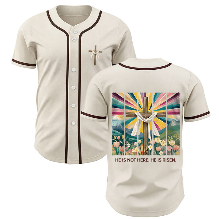Christianartworkshop Il n'est pas ici, il est ressuscité Maillot de baseball unisexe Foi - Abricot - 5XL - image 0