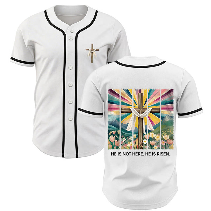 Christianartworkshop Il n'est pas ici, il est ressuscité Maillot de baseball unisexe Foi - Blanc - 5XL - image 7