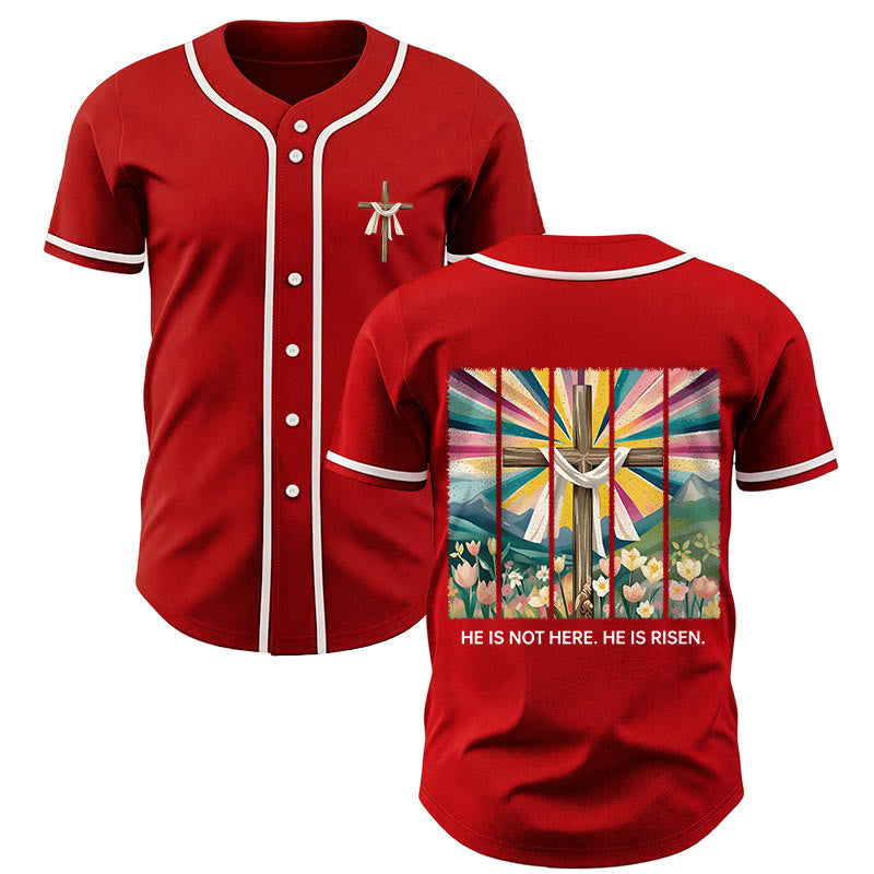Christianartworkshop Il n'est pas ici, il est ressuscité Maillot de baseball unisexe Foi - Rouge - 5XL - image 21