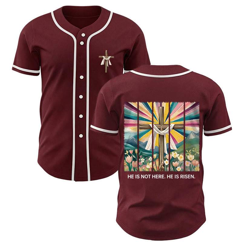 Christianartworkshop Il n'est pas ici, il est ressuscité Maillot de baseball unisexe Foi - Vin - 5XL - image 28
