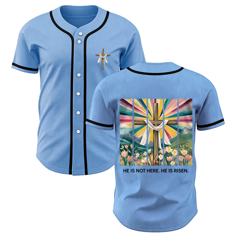 Christianartworkshop Il n'est pas ici, il est ressuscité Maillot de baseball unisexe Foi - Bleu - 5XL - image 35