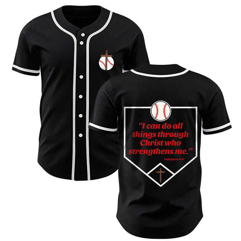 Christianartworkshop Philippiens 4:13 Maillot de baseball Foi : T-shirt de sport avec croix, devise, force et dévotion - Noir - 5XL - image 16