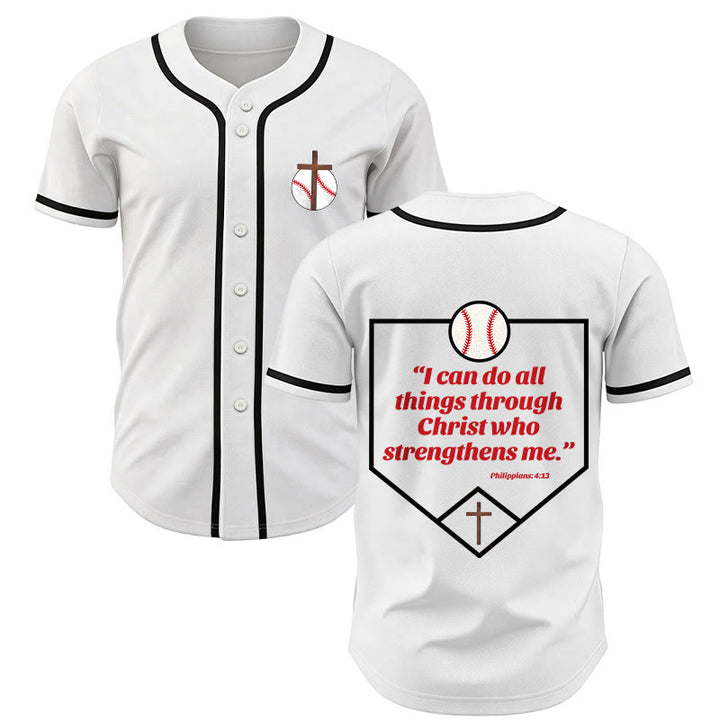 Christianartworkshop Philippiens 4:13 Maillot de baseball Foi : T-shirt de sport avec croix, devise, force et dévotion - Blanc - 5XL - image 11