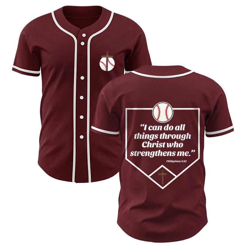 Christianartworkshop Philippiens 4:13 Maillot de baseball Foi : T-shirt de sport avec croix, devise, force et dévotion - Vin - 5XL - image 26