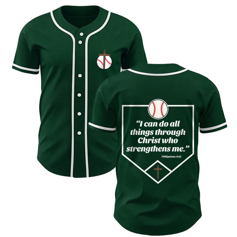 Christianartworkshop Philippiens 4:13 Maillot de baseball Foi : T-shirt de sport avec croix, devise, force et dévotion - Vert - 5XL - image 36