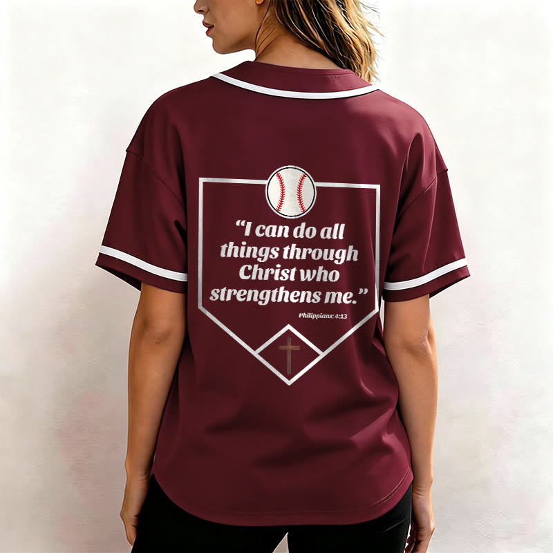 Christianartworkshop Philippiens 4:13 Maillot de baseball Foi : T-shirt de sport avec croix, devise, force et dévotion - image 29