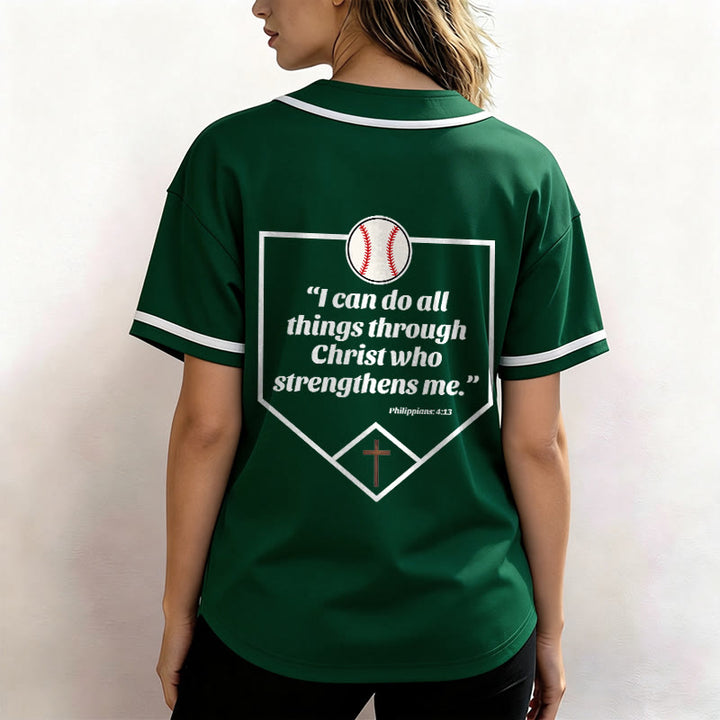 Christianartworkshop Philippiens 4:13 Maillot de baseball Foi : T-shirt de sport avec croix, devise, force et dévotion - image 39