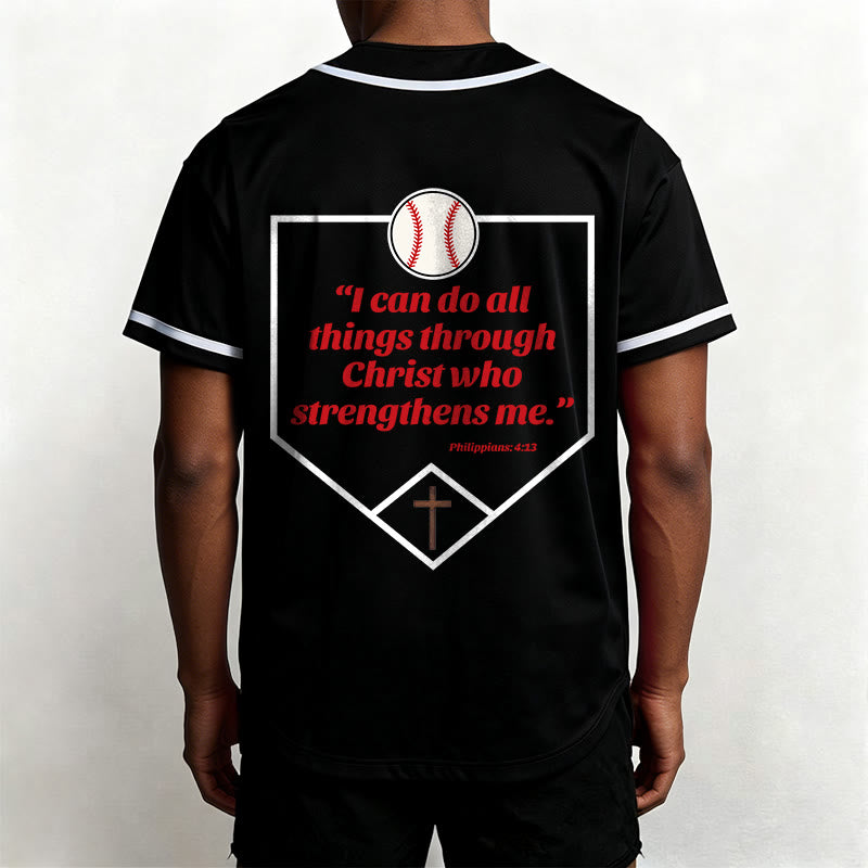 Christianartworkshop Philippiens 4:13 Maillot de baseball Foi : T-shirt de sport avec croix, devise, force et dévotion - image 17