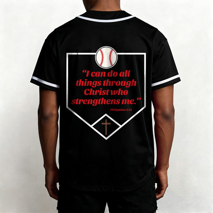 Christianartworkshop Philippiens 4:13 Maillot de baseball Foi : T-shirt de sport avec croix, devise, force et dévotion - image 17