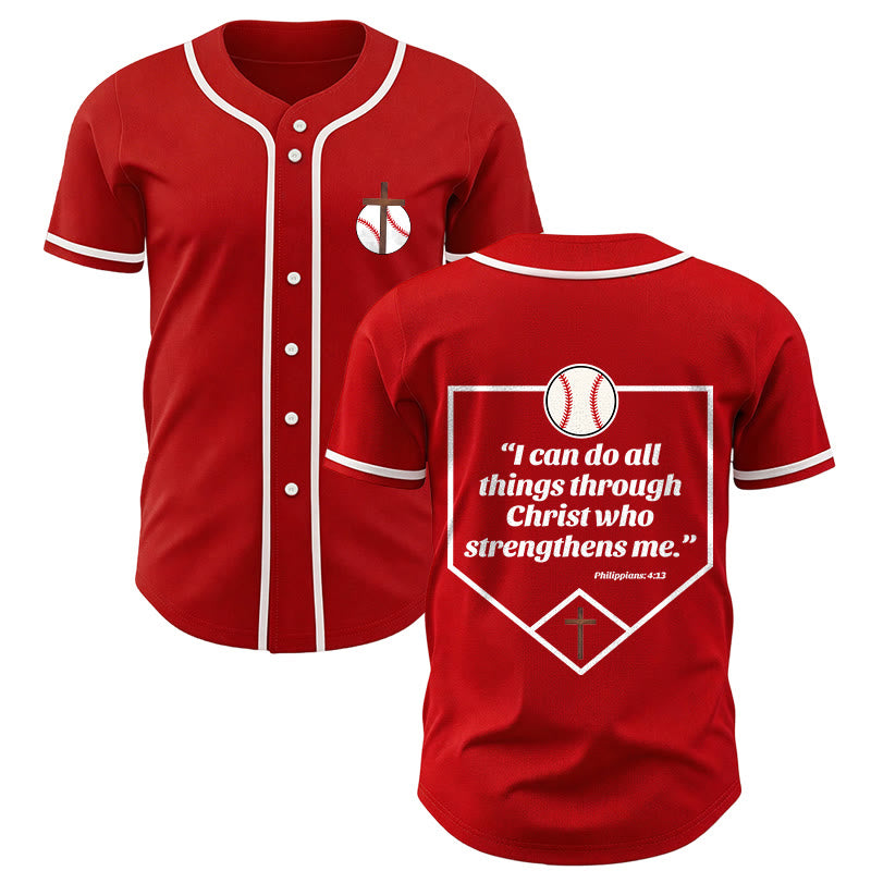 Christianartworkshop Philippiens 4:13 Maillot de baseball Foi : T-shirt de sport avec croix, devise, force et dévotion - Rouge - 5XL - image 21