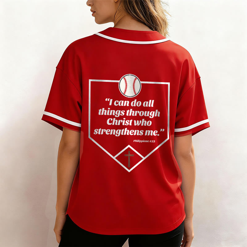 Christianartworkshop Philippiens 4:13 Maillot de baseball Foi : T-shirt de sport avec croix, devise, force et dévotion - image 24