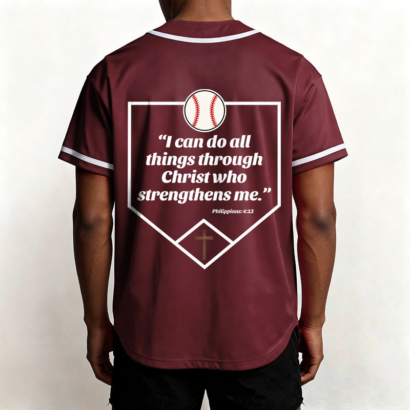 Christianartworkshop Philippiens 4:13 Maillot de baseball Foi : T-shirt de sport avec croix, devise, force et dévotion - image 27