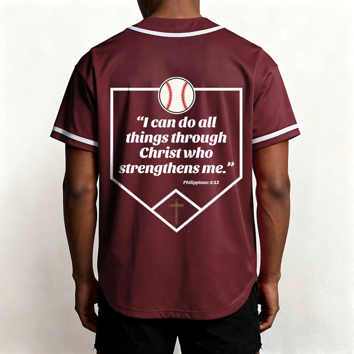 Christianartworkshop Philippiens 4:13 Maillot de baseball Foi : T-shirt de sport avec croix, devise, force et dévotion - image 27