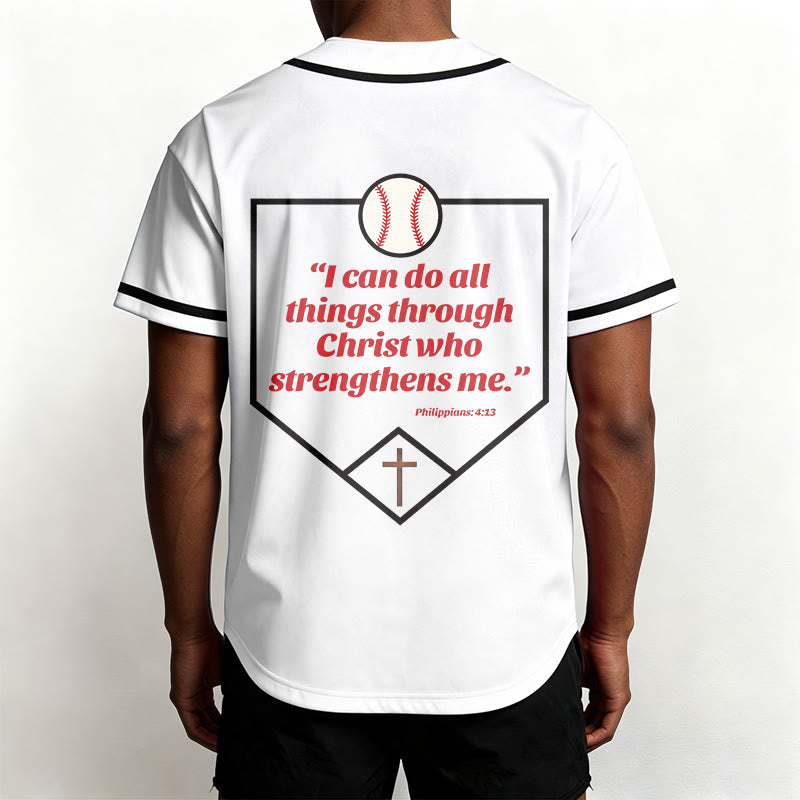 Christianartworkshop Philippiens 4:13 Maillot de baseball Foi : T-shirt de sport avec croix, devise, force et dévotion - image 12