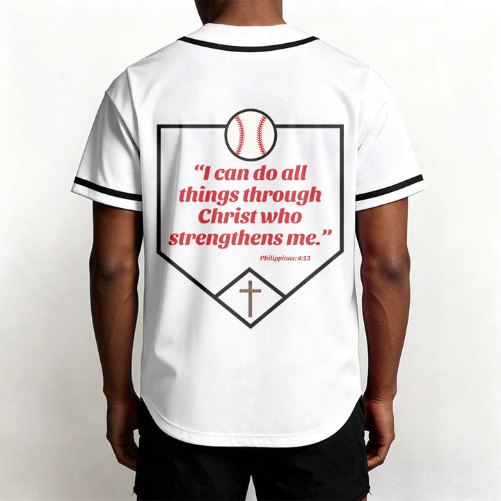 Christianartworkshop Philippiens 4:13 Maillot de baseball Foi : T-shirt de sport avec croix, devise, force et dévotion - image 12