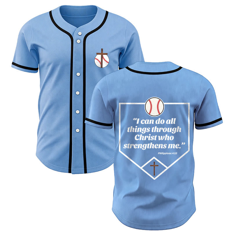 Christianartworkshop Philippiens 4:13 Maillot de baseball Foi : T-shirt de sport avec croix, devise, force et dévotion - Bleu - 5XL - image 31